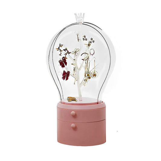 SOGA Pink 360 Degree Rotating 2 Layered Jewelry Storage Box Waterproof Dustproof Accessories Organiser
