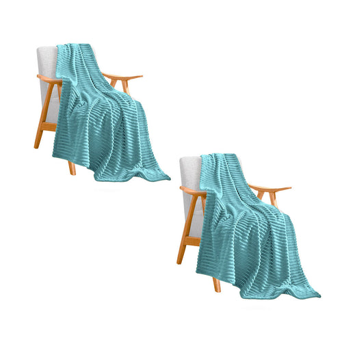 SOGA 2X Sky Blue Throw Blanket Warm Cozy Striped Pattern Thin Flannel Coverlet Fleece Bed Sofa Comforter $ 86.50