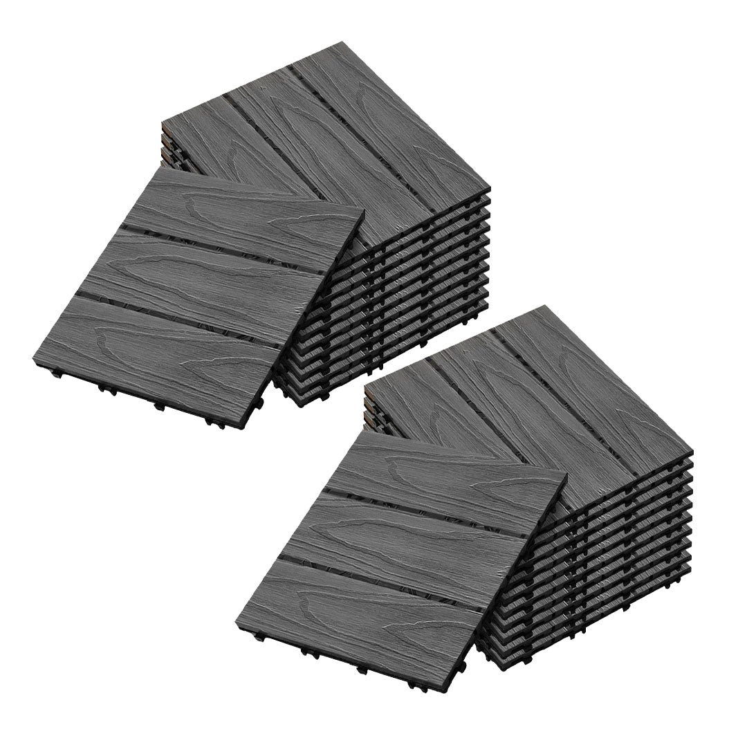 SOGA 2X 11 pcs Dark Grey DIY Wooden Composite Decking Tiles Garden Outdoor Backyard Flooring Home Decor $ 280.90