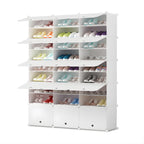 SOGA 9 Tier 3 Column White Shoe Rack Organizer Sneaker Footwear Storage Stackable Stand Cabinet Portable Wardrobe with Cover $ 169.90