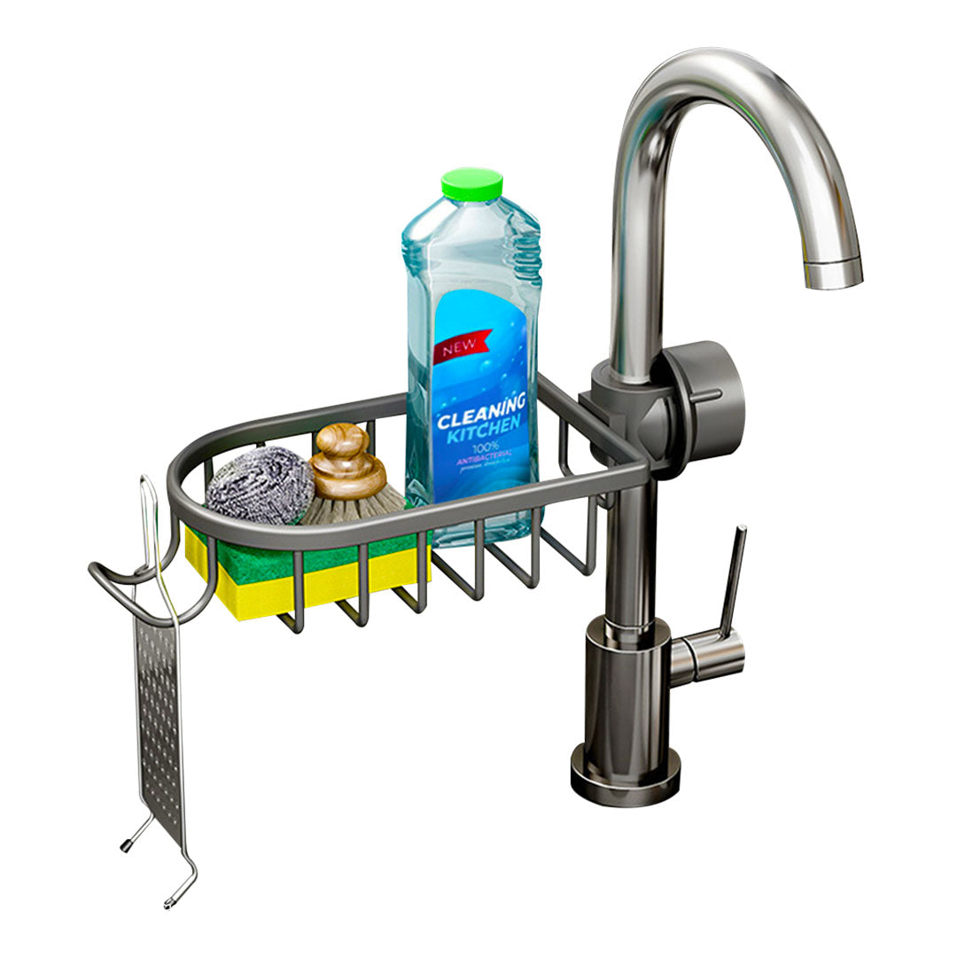 SOGA Dark Grey Single Kitchen Sink Organiser Faucet Soap Sponge Caddy Rack Storage Drainer $ 28.90