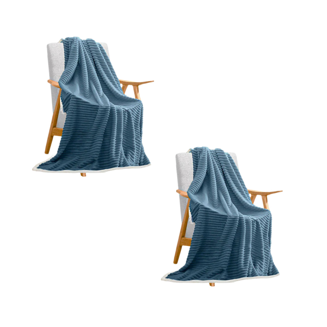 SOGA 2X Blue Throw Blanket Warm Cozy Double Sided Thick Flannel Coverlet Fleece Bed Sofa Comforter $ 181.50