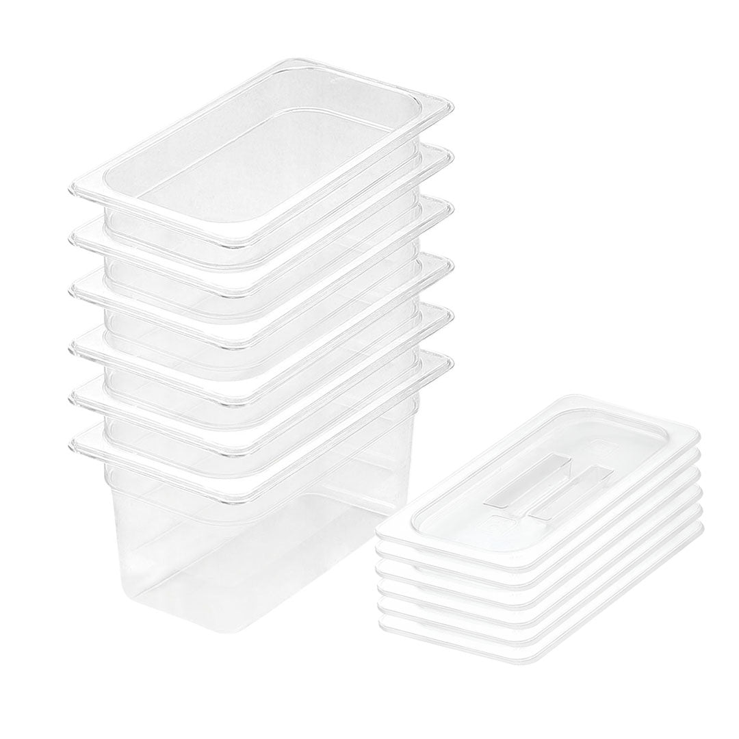 SOGA 150mm Clear Gastronorm GN Pan 1/3 Food Tray Storage Bundle of 6 with Lid $ 259.50