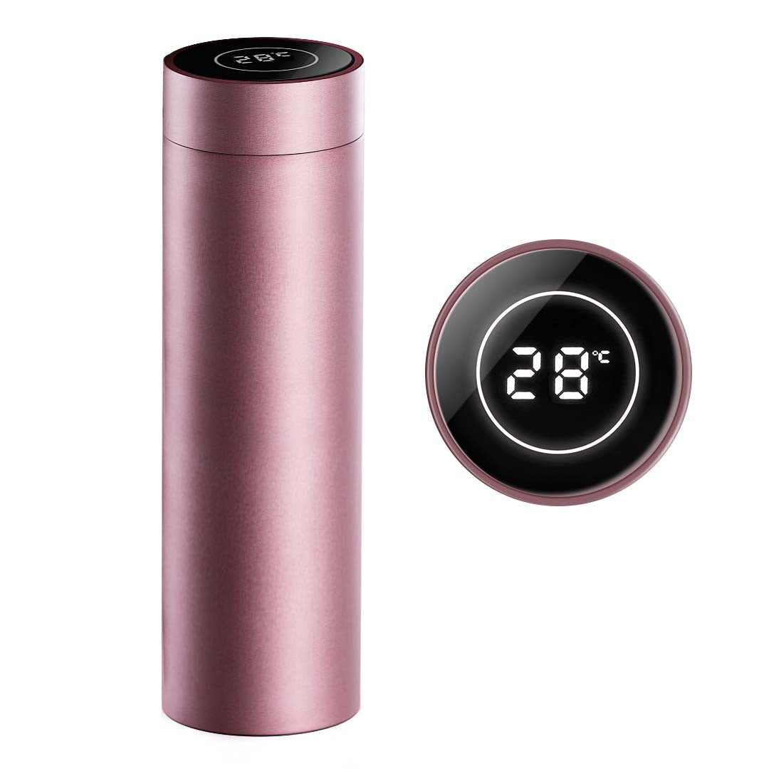 SOGA 500ML Stainless Steel Smart LCD Thermometer Display Bottle Vacuum Flask Thermos Rose Gold $ 38.90