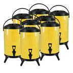 SOGA 8X 10L Stainless Steel Insulated Milk Tea Barrel Hot and Cold Beverage Dispenser Container with Faucet Yellow $ 660.90