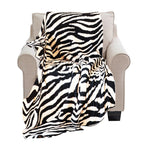 SOGA 130x170cm Throw Blanket Black and White Soft Zebra Print Half Fleece Casual Stylish Cozy $ 111.50