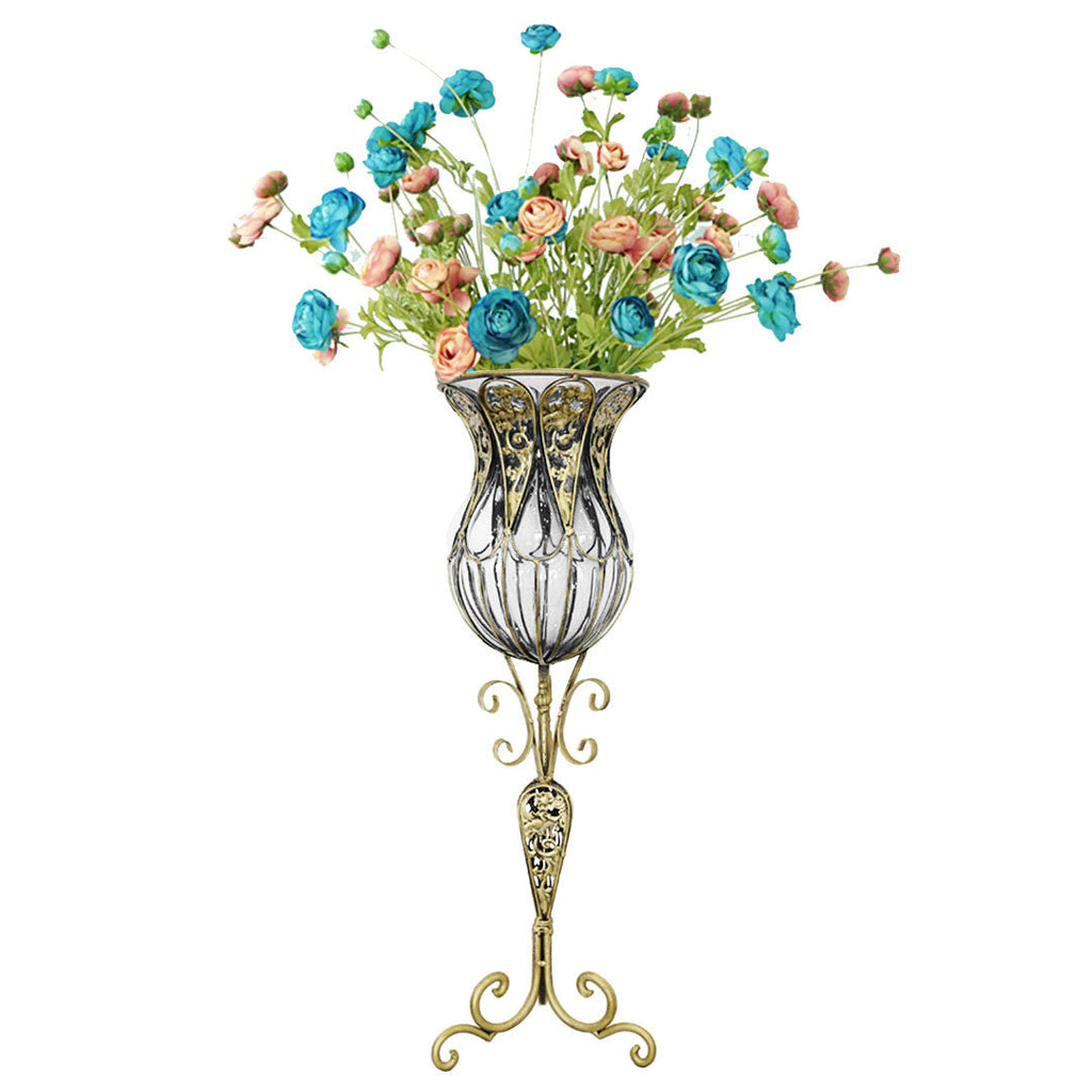 SOGA 85cm Clear Glass Tall Floor Vase with 12pcs Artificial Fake Flower Set $ 511.50