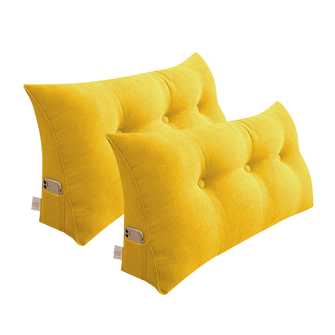 SOGA 2X 100cm Yellow Triangular Wedge Bed Pillow Headboard Backrest Bedside Tatami Cushion Home Decor