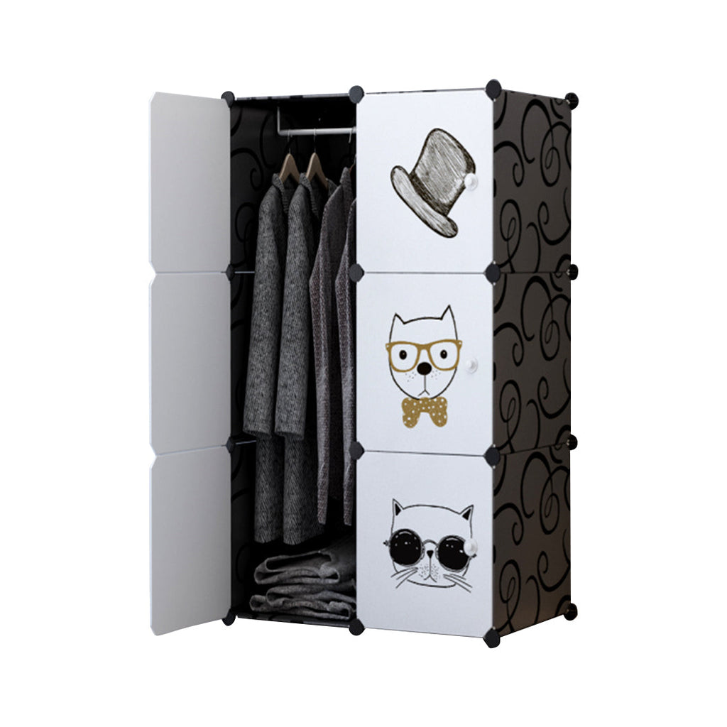 SOGA 6 Cubes Black Portable Wardrobe Divide-Grid Modular Storage Organiser Foldable Closet $ 77.90