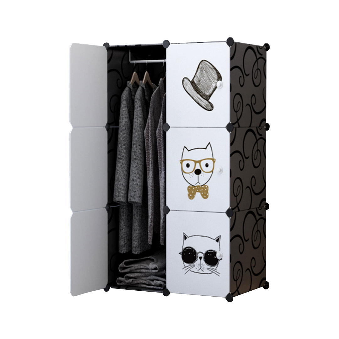 SOGA 6 Cubes Black Portable Wardrobe Divide-Grid Modular Storage Organiser Foldable Closet $ 77.90