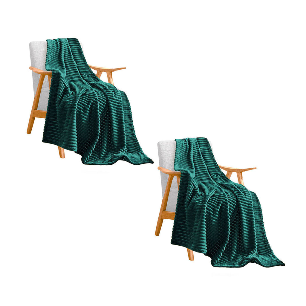 SOGA 2X Dark Green Throw Blanket Warm Cozy Striped Pattern Thin Flannel Coverlet Fleece Bed Sofa Comforter $ 86.50