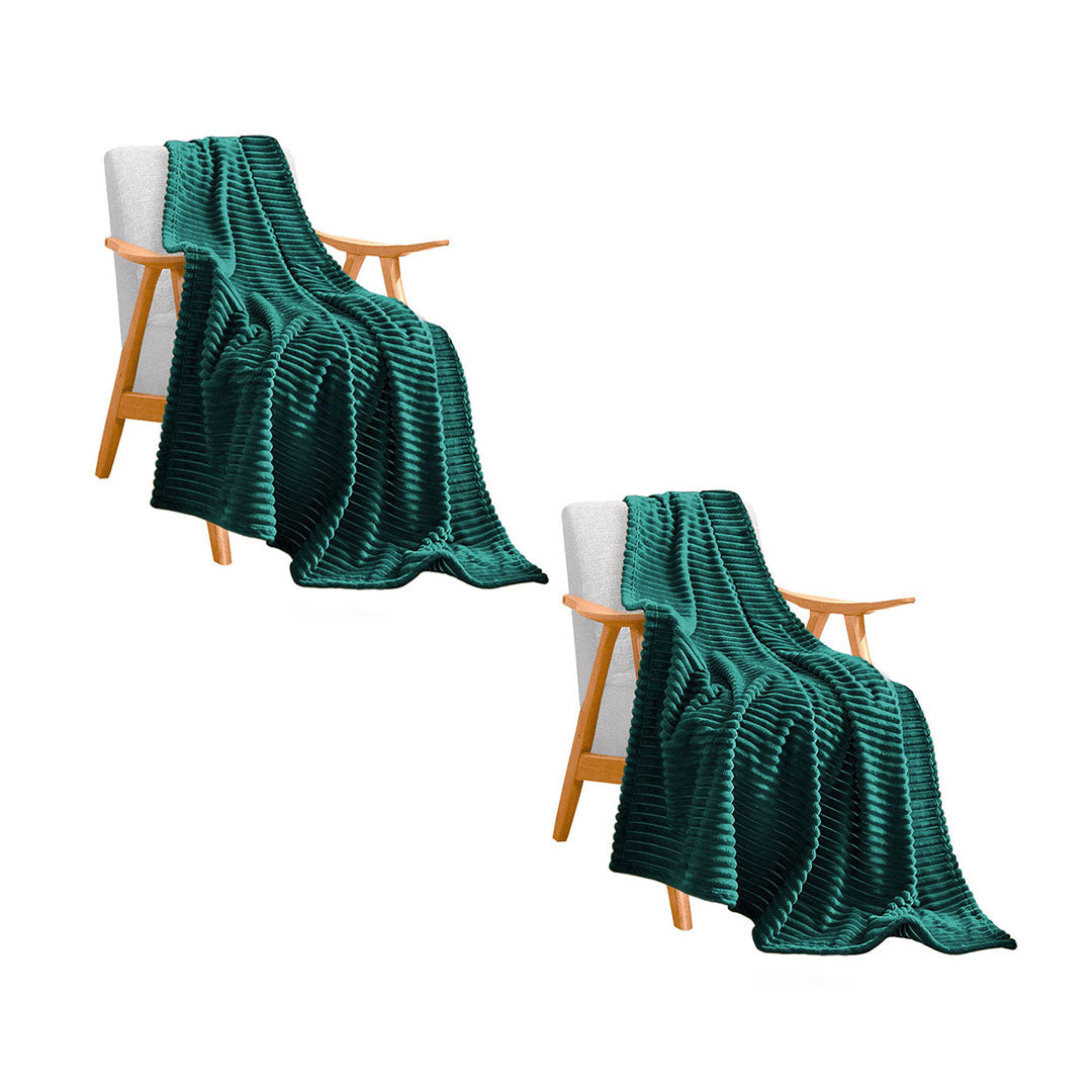 SOGA 2X Dark Green Throw Blanket Warm Cozy Striped Pattern Thin Flannel Coverlet Fleece Bed Sofa Comforter $ 86.50