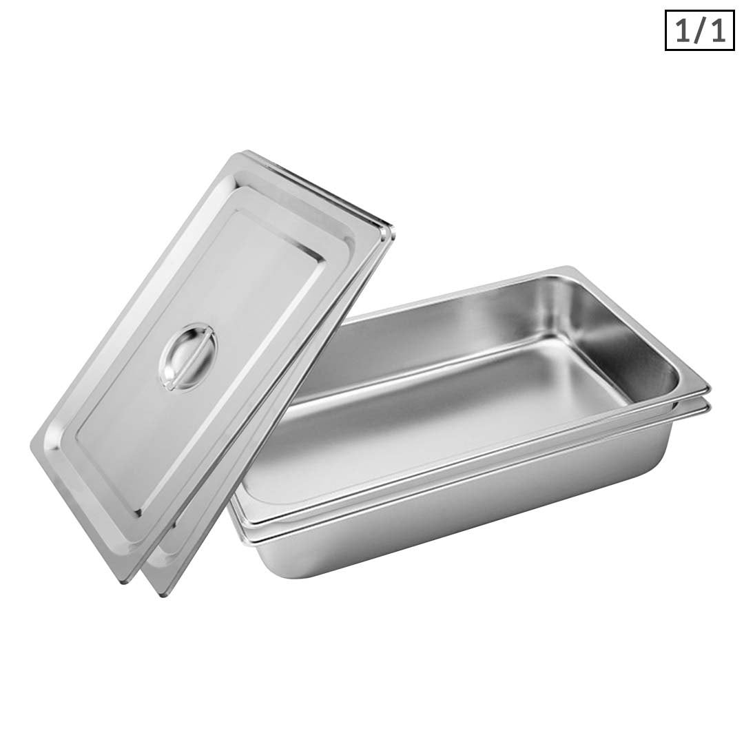SOGA 2X Gastronorm GN Pan Full Size 1/1 GN Pan 10cm Deep Stainless Steel Tray With Lid $ 88.90