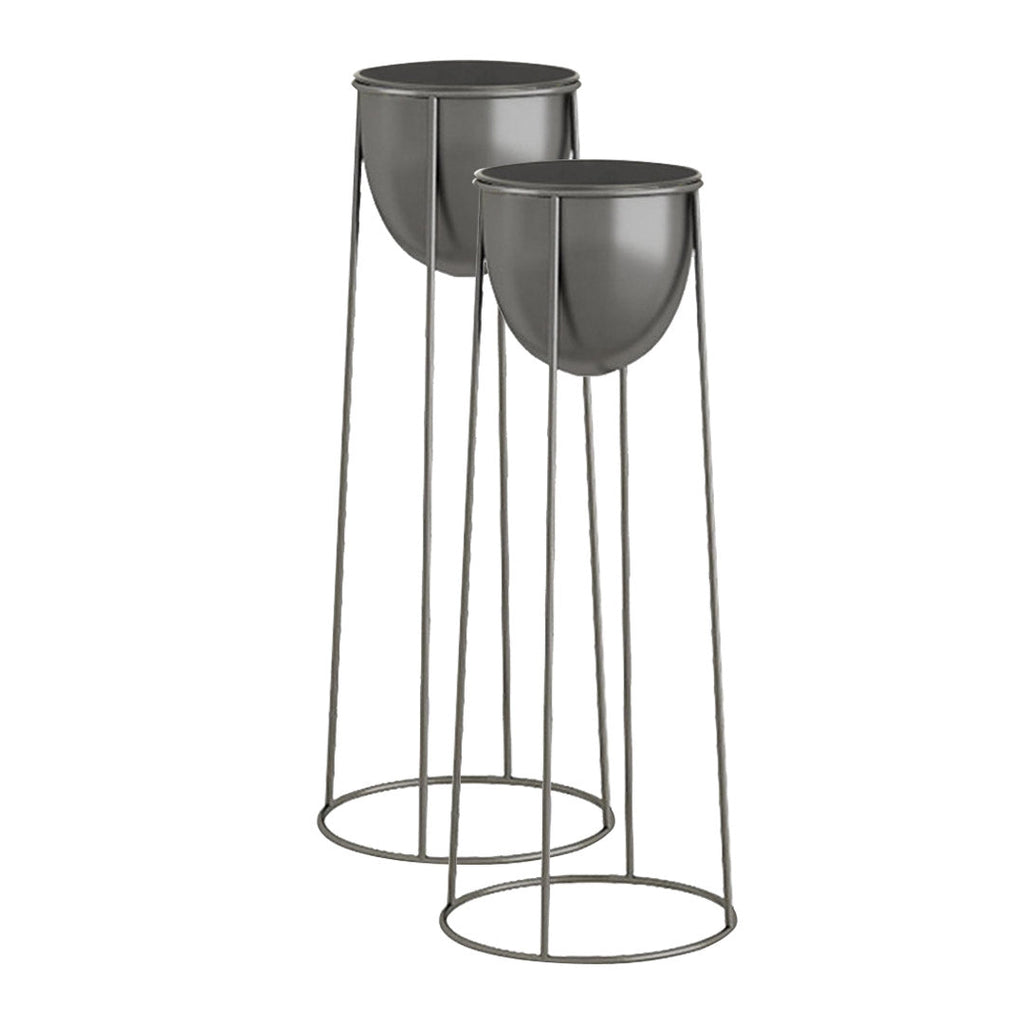SOGA 2X 70cm Round Wire Metal Flower Pot Stand with Black Flowerpot Holder Rack Display $ 172.90
