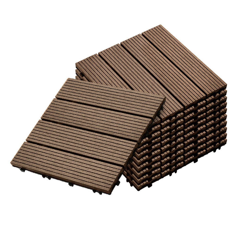 SOGA 11 pcs Dark Chocolate DIY Wooden Composite Decking Tiles Garden Outdoor Backyard Flooring Home Decor $ 111.50