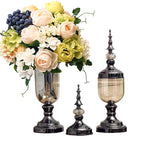 SOGA 2 x Clear Glass Flower Vase with Lid and White Flower Filler Vase Black Set $ 177.90