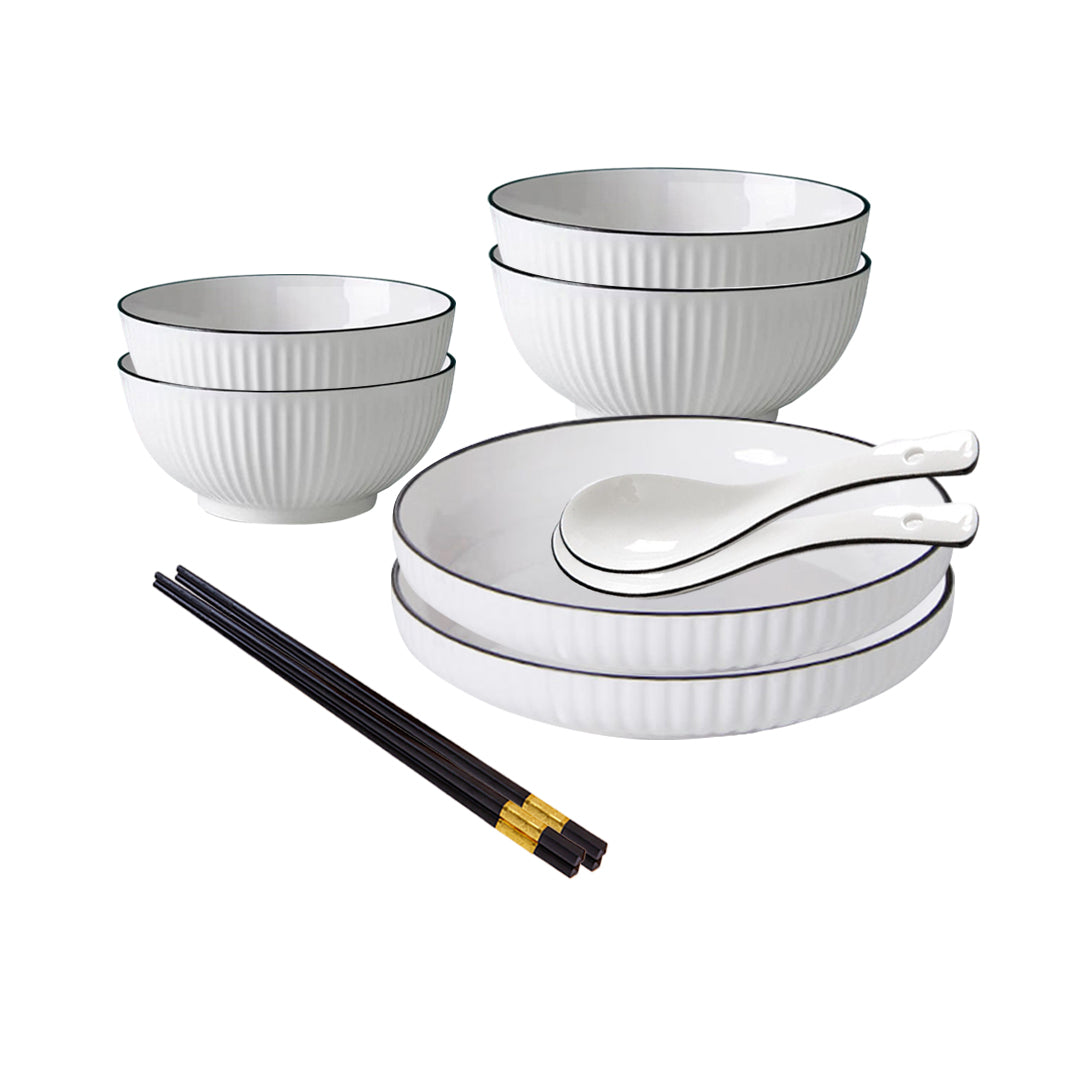 SOGA White Japanese Style Ceramic Dinnerware Crockery Soup Bowl Plate Server Kitchen Home Decor Set of 6 $ 59.90