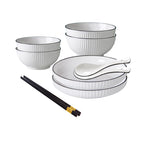 SOGA White Japanese Style Ceramic Dinnerware Crockery Soup Bowl Plate Server Kitchen Home Decor Set of 6 $ 59.90
