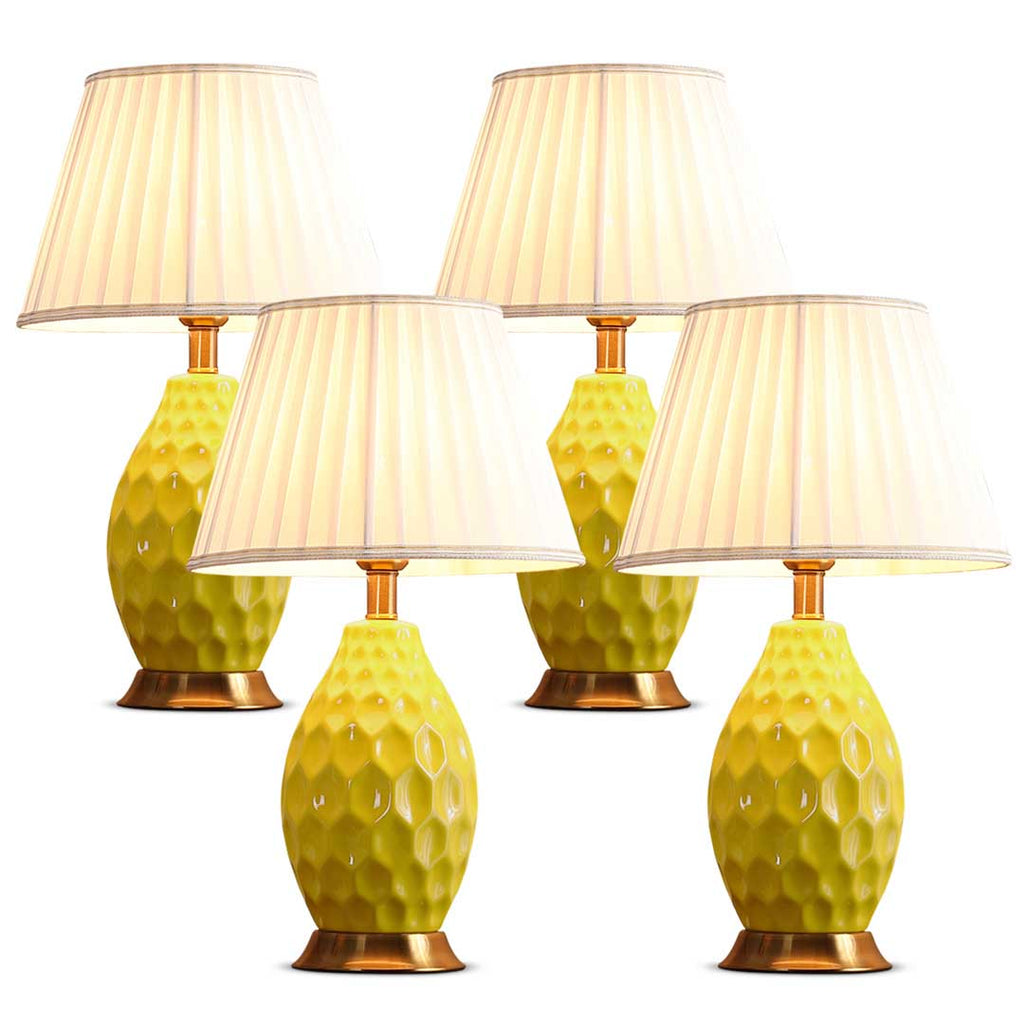 SOGA 4X Textured Ceramic Oval Table Lamp with Gold Metal Base Yellow $ 810.90
