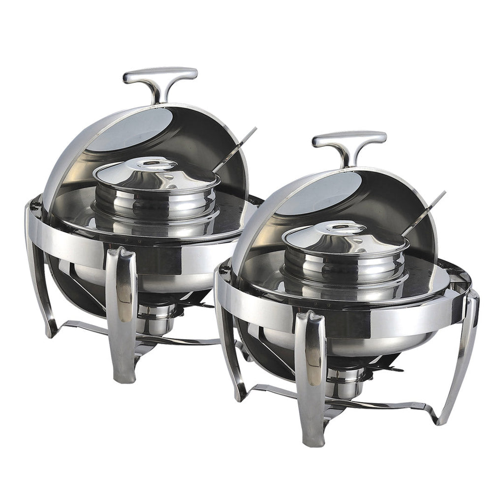 SOGA 2X 6.5L Stainless Steel Round Soup Tureen Bowl Station Roll Top Buffet Chafing Dish Catering Chafer Food Warmer Server $ 517.50