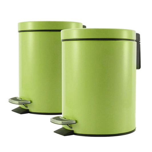 SOGA 2X Foot Pedal Stainless Steel Rubbish Recycling Garbage Waste Trash Bin Round 12L Green