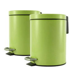 SOGA 2X Foot Pedal Stainless Steel Rubbish Recycling Garbage Waste Trash Bin Round 12L Green