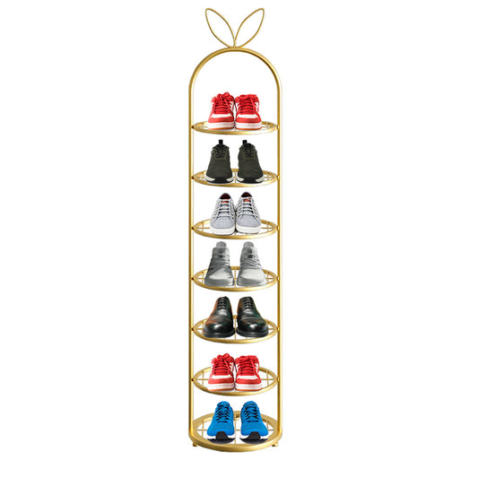 SOGA 7 Tier Bunny Ears Gold Plated Metal Shoe Organizer Space Saving Portable Footwear Storage Shelf