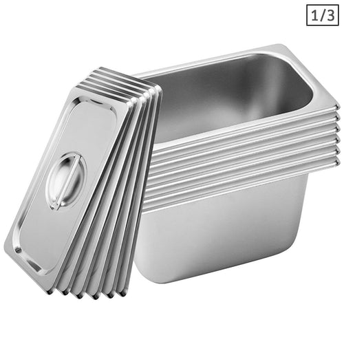 SOGA 6X Gastronorm GN Pan Full Size 1/3 GN Pan 15cm Deep Stainless Steel Tray With Lid $ 177.90