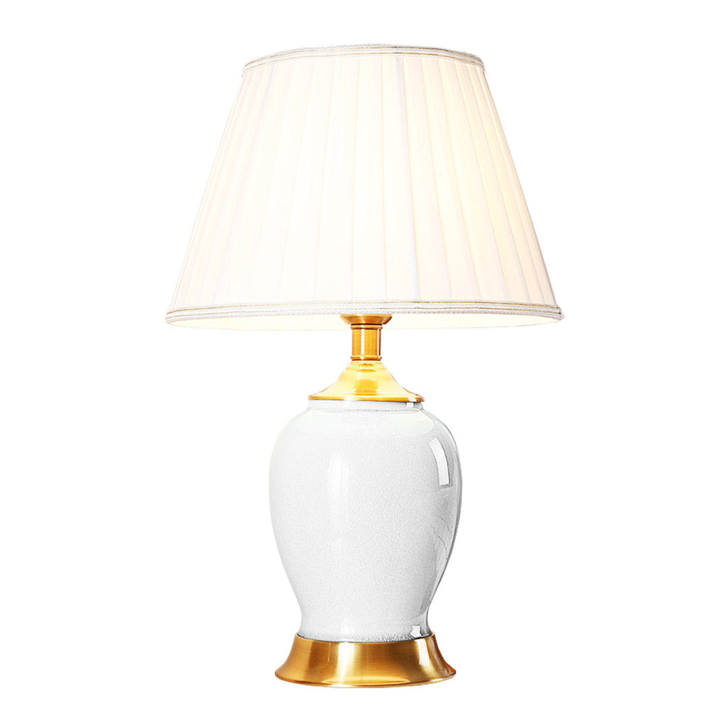 SOGA Ceramic Oval Table Lamp with Gold Metal Base Desk Lamp White $ 177.90