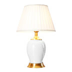 SOGA Ceramic Oval Table Lamp with Gold Metal Base Desk Lamp White $ 177.90