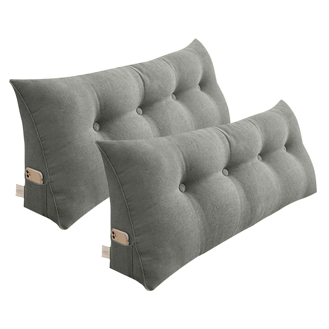 SOGA 2X 120cm Grey Triangular Wedge Bed Pillow Headboard Backrest Bedside Tatami Cushion Home Decor