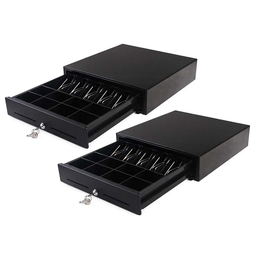SOGA 2X Black Heavy Duty Cash Drawer Electronic 4 Bills 8 Coins Cheque Slot Tray Pos 410 $ 280.90
