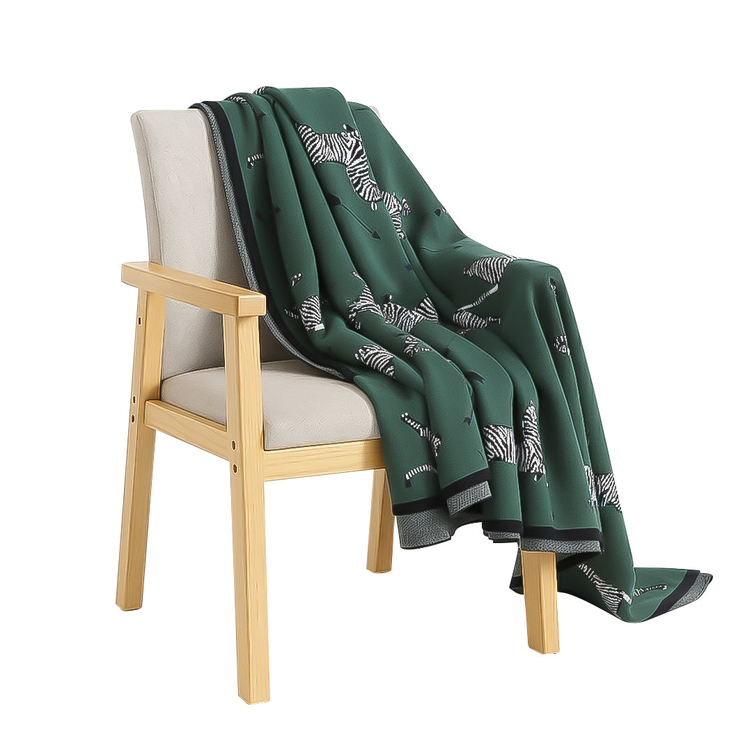 SOGA Olive Green Zebra Print Throw Blanket 130x180cm 100% Cotton $ 122.50