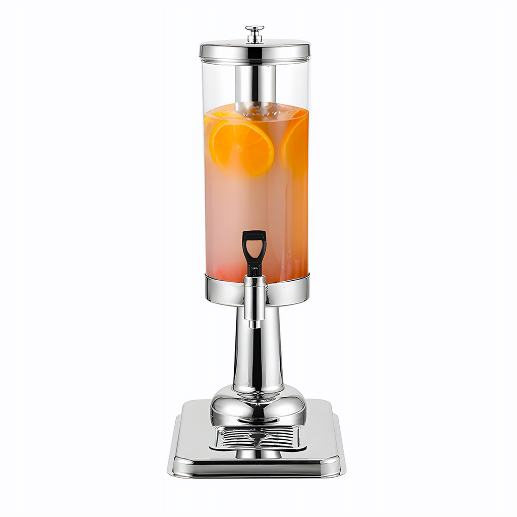 SOGA Single 3L Silver Stainless Steel Beverage Dispenser Ice Cylinder Clear Juicer Hot Cold Water Jug $ 155.50