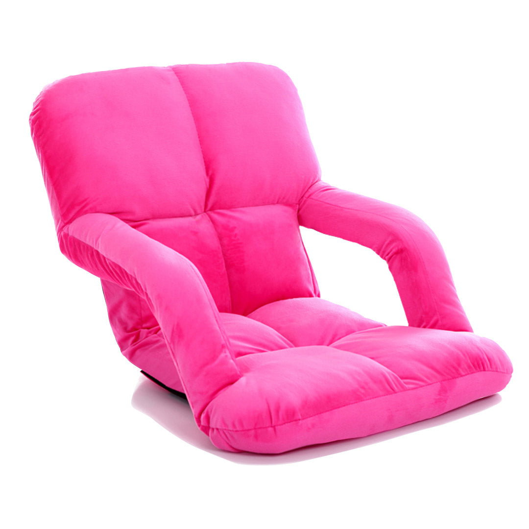 SOGA Foldable Lounge Cushion Adjustable Floor Lazy Recliner Chair with Armrest Pink $ 90.90