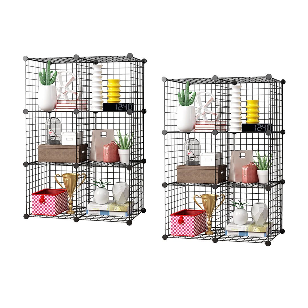 SOGA 2X Black Portable 6-Cube Storage Organiser Foldable DIY Modular Grid Space Saving Shelf $ 146.90