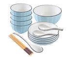 SOGA Blue Japanese Style Ceramic Dinnerware Crockery Soup Bowl Plate Server Kitchen Home Decor Set of 9 $ 71.50