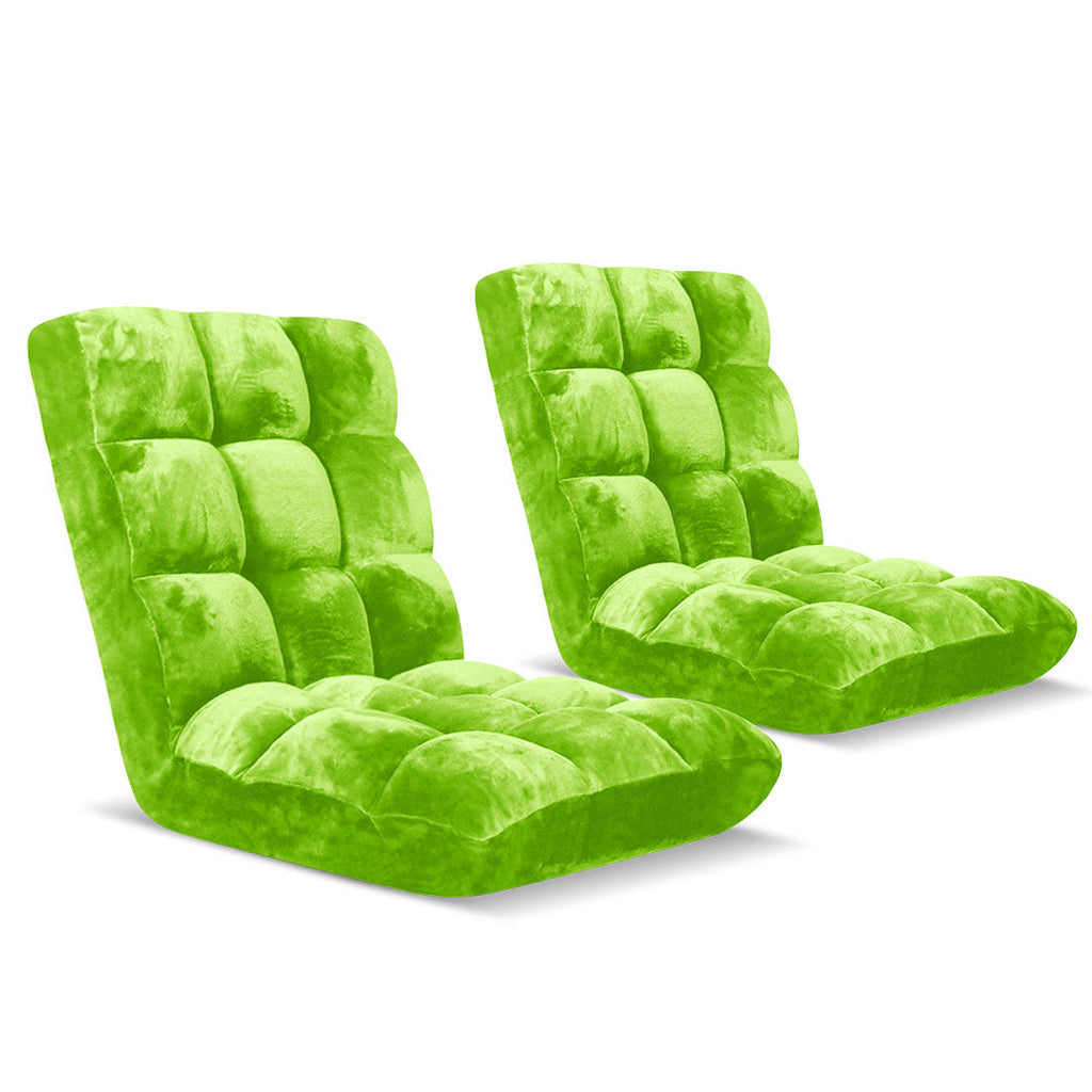 SOGA Floor Recliner Folding Lounge Sofa Futon Couch Folding Chair Cushion Green x2 $ 183.50
