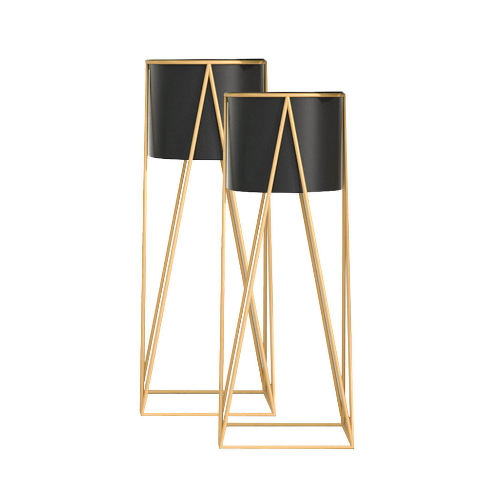 SOGA 2X 70cm Gold Metal Plant Stand with Black Flower Pot Holder Corner Shelving Rack Indoor Display $ 172.90