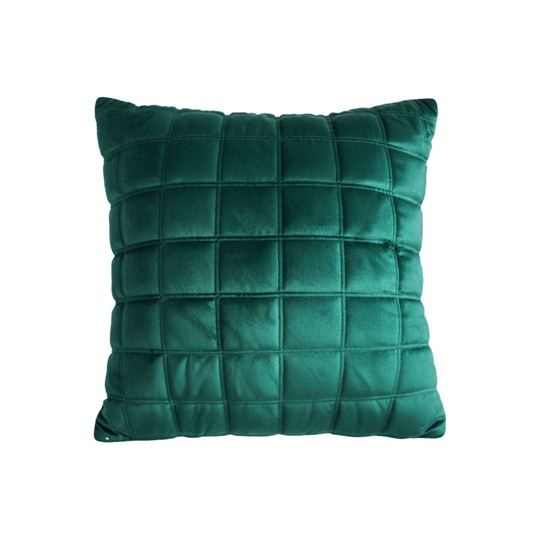SOGA Quilted Cushion 50cm Emerald Green Grid Pattern Soft Padded Decorative Throw Pillow $ 61