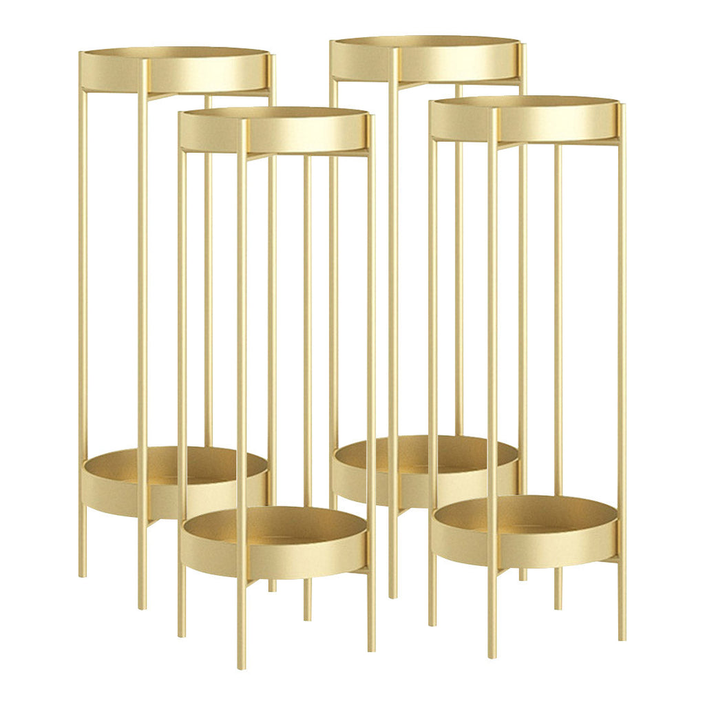 SOGA 4X 2 Layer 80cm Gold Metal Plant Stand Flower Pot Holder Corner Shelving Rack Indoor Display $ 295.50