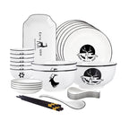 SOGA White Antler Printed Ceramic Dinnerware Set Crockery Soup Bowl Plate Server Kitchen Home Decor Set of 20 $ 152.50