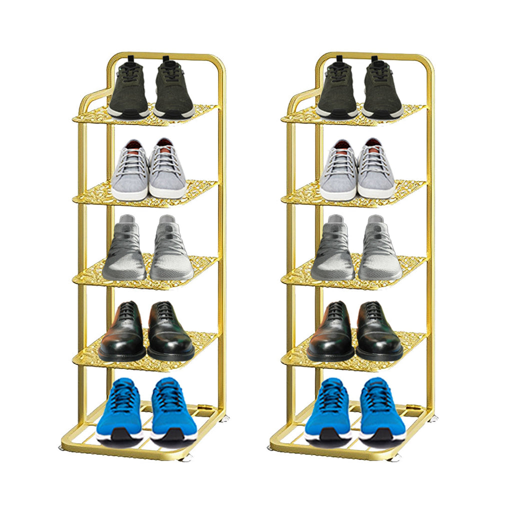 SOGA 2X 5 Tier Gold Plated Metal Shoe Organizer Space Saving Portable Footwear Storage Shelf $ 142.50