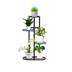 SOGA 4 Tier 5 Pots Black Metal Plant Rack Flowerpot Storage Display Stand Holder Home Garden Decor