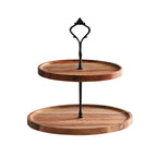 SOGA 20cm 2 Tier Brown Round Wooden Acacia Dessert Tray Cake Snacks Cupcake Stand Buffet Serving Countertop Decor2 Tier $ 55.50
