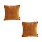 SOGA 2X 45cm Throw Pillow Sunset Orange Chenille Textured with Tassels Stylish Square Cozy Home Decor $ 90.90