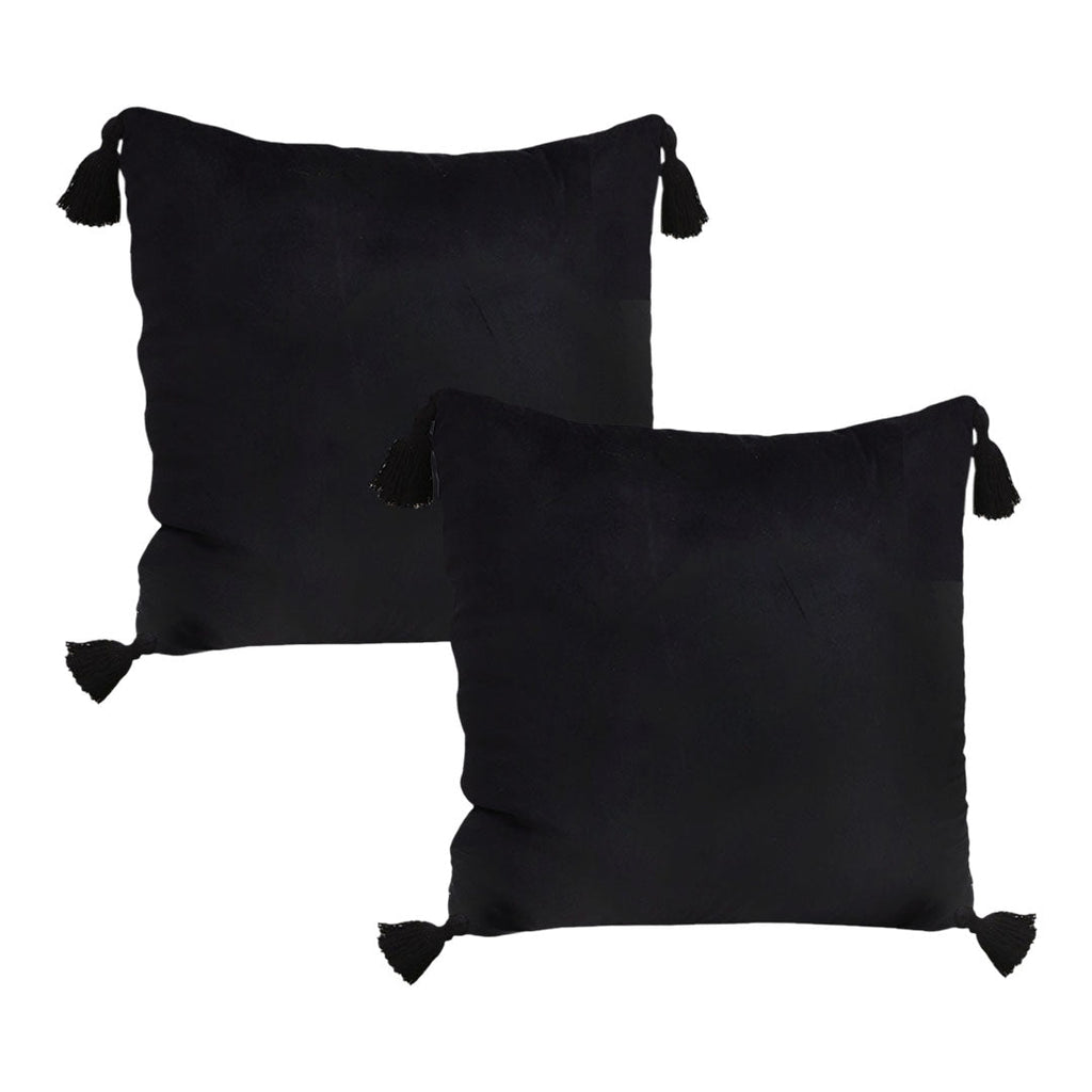 SOGA 2X 45cm Black Vintage Butterfly Pillow Tassel Velvet Square Throw Pillow $ 107.90
