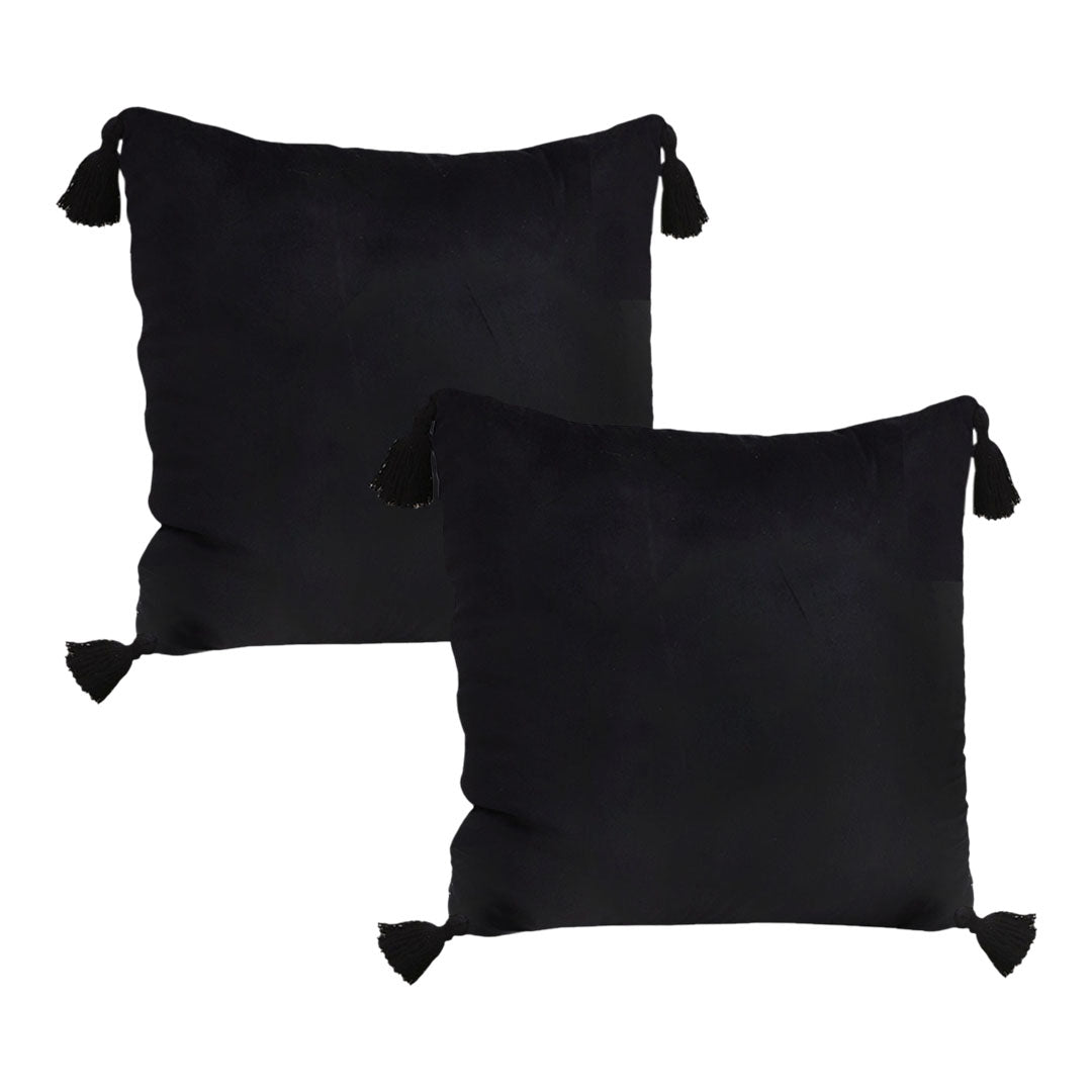 SOGA 2X 45cm Black Vintage Butterfly Pillow Tassel Velvet Square Throw Pillow $ 107.90