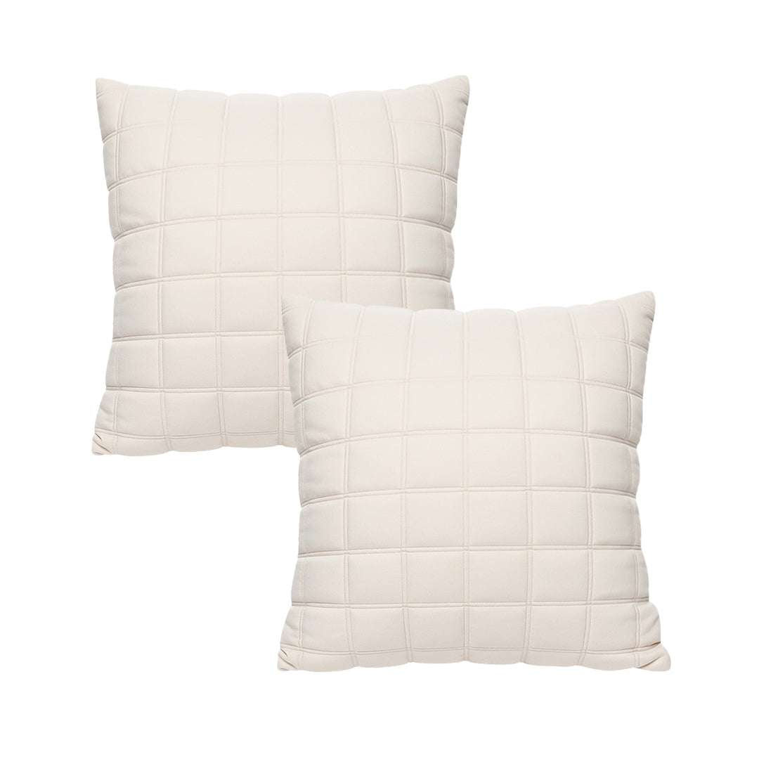 SOGA 2X 50cm Beige Quilted Grid Pattern Decorative Throw Pillow $ 119