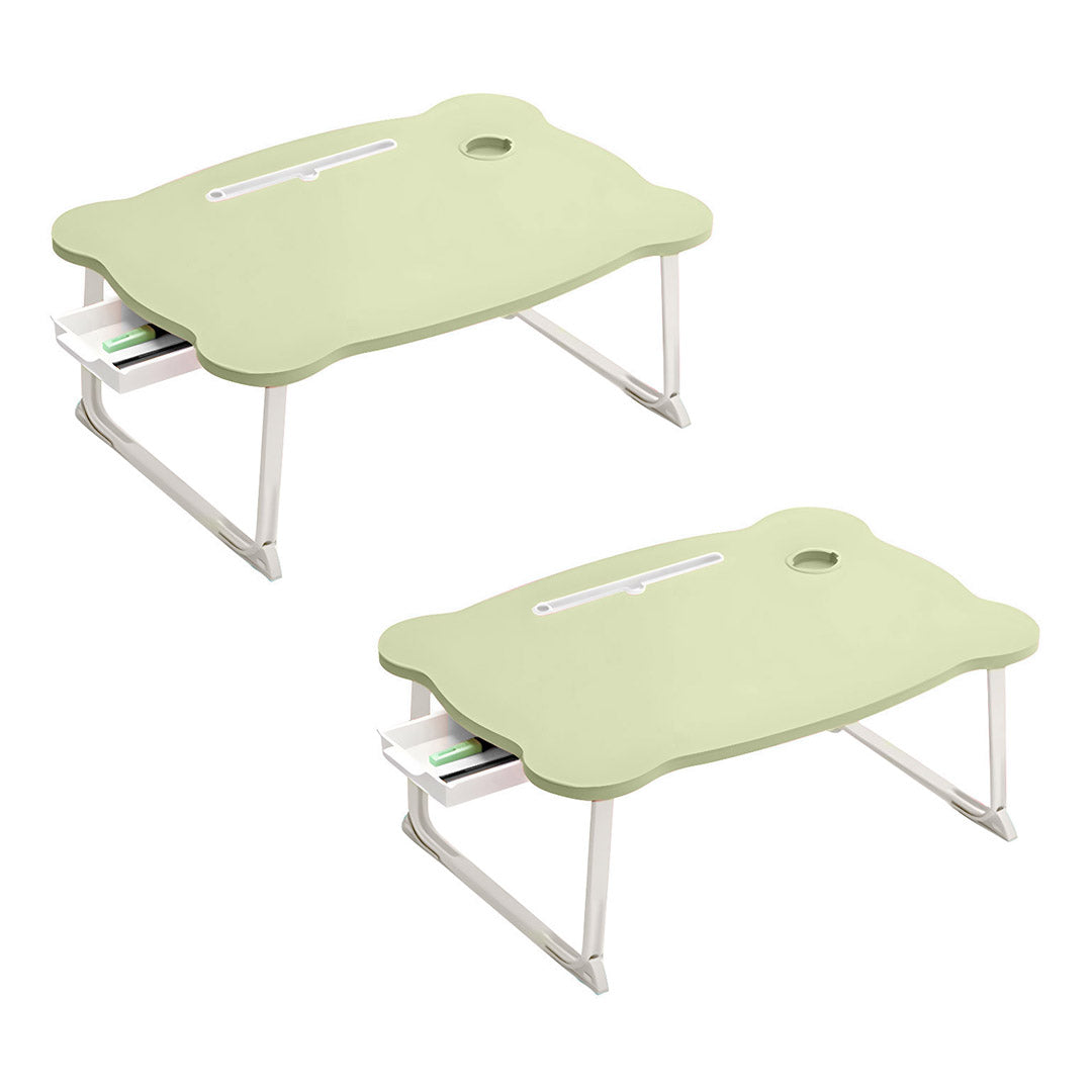 SOGA 2X Green Portable Bed Table Adjustable Folding Mini Desk With Mini Drawer and Cup-Holder Home Decor $ 98.50
